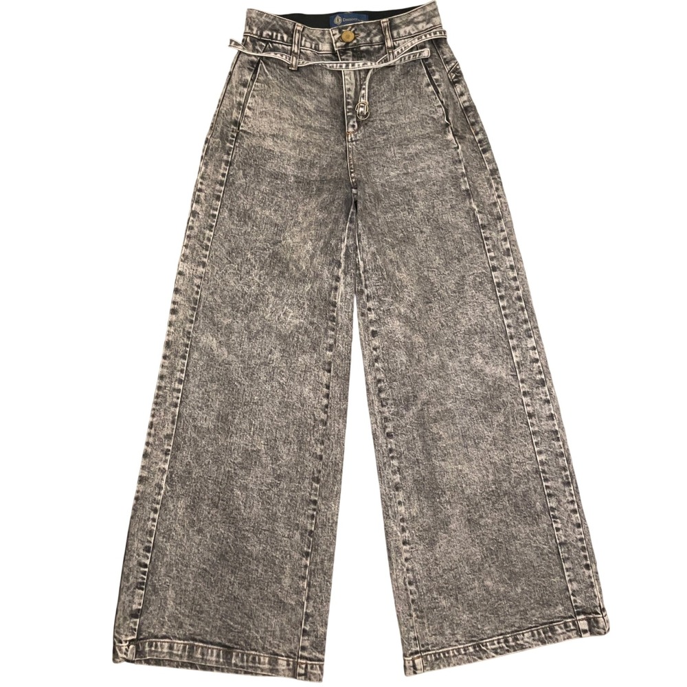 Democracy Jeans Womens 0 Gray Acid Wash Wide Leg "Ab"solution High Rise Skater
